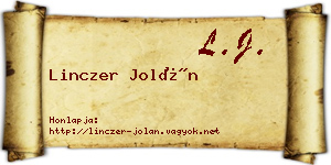 Linczer Jolán névjegykártya